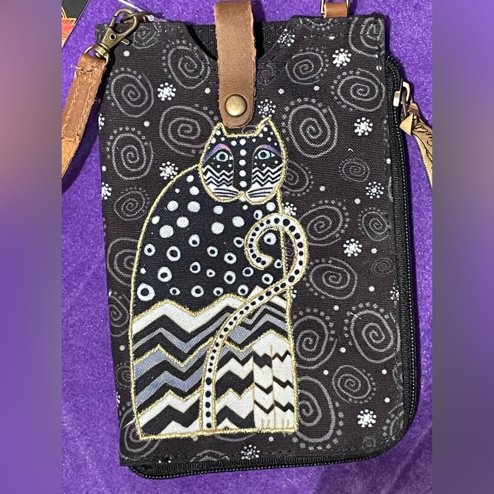 Laurel Burch Polka Dot Gatos Felines Cat Crossbody Purse Bag